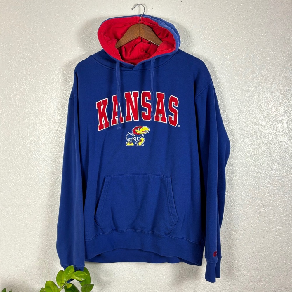 Colosseum Athletics Kansas Jayhawks Hoodie Men XL Blue Excellent NCAA Collegiate